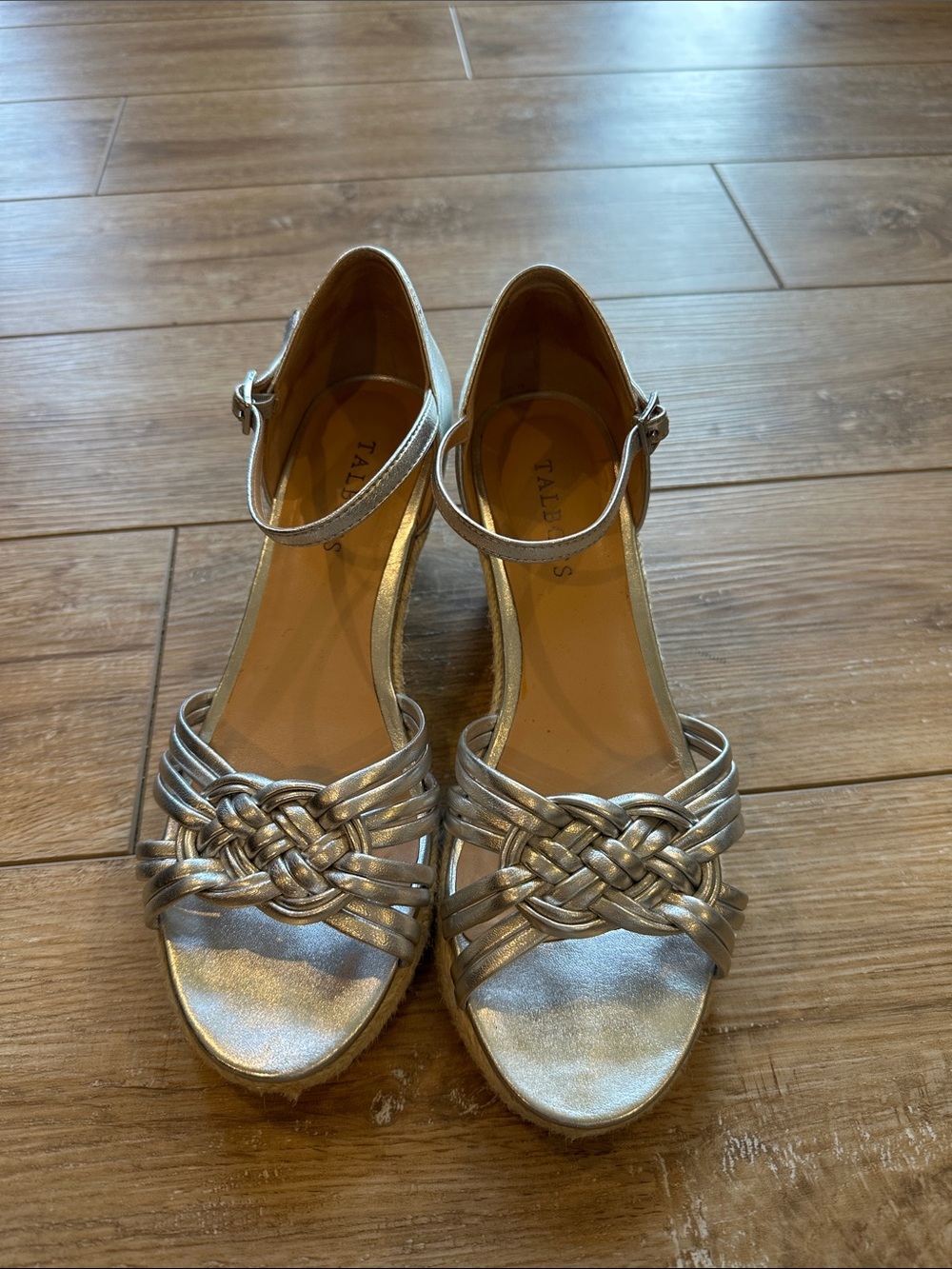 Talbots Silver Lyndsay Woven Espradilles Wedges Size 8